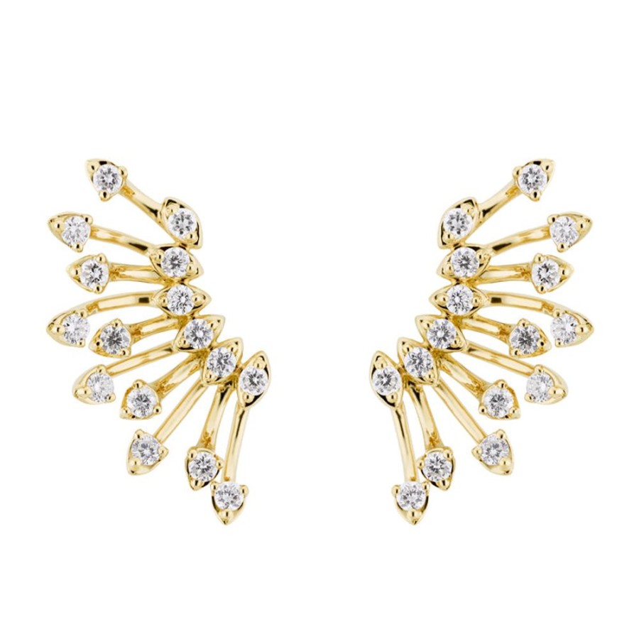 Earring Hueb | 18 Karat Luminus Yellow Gold Earring With Vs-Gh Diamonds