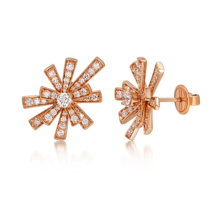 Earring Hueb | 18 Karat Tribal Pink Gold Earring With Vs-Gh Diamonds