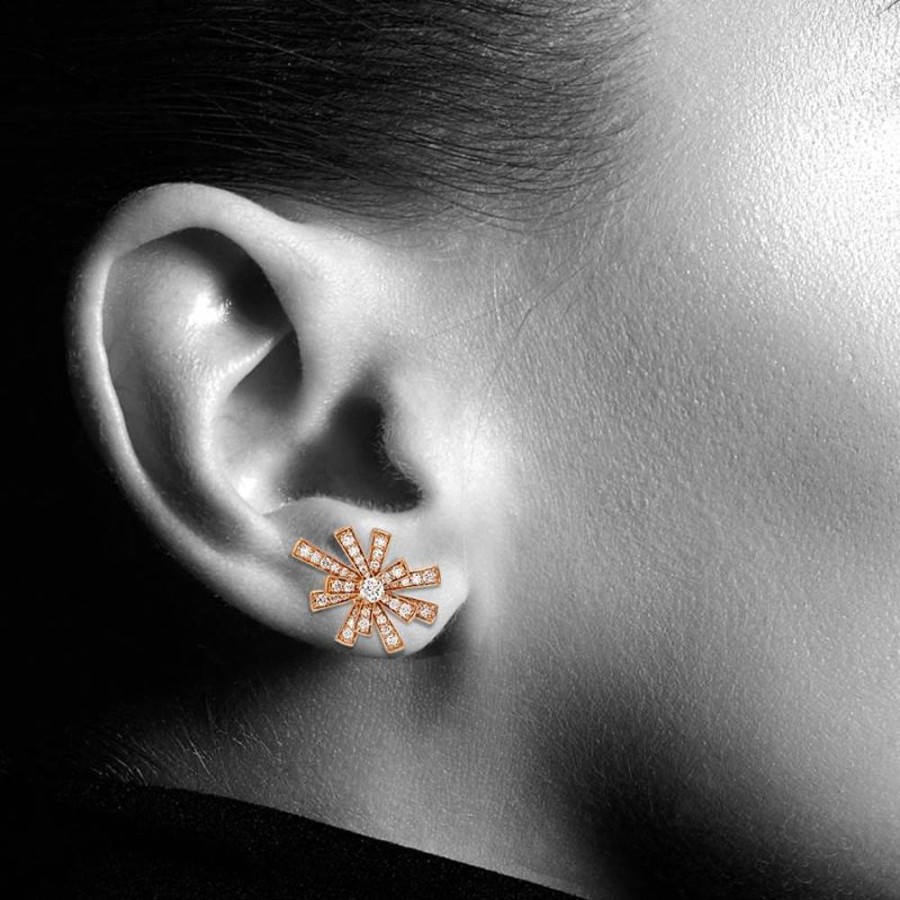 Earring Hueb | 18 Karat Tribal Pink Gold Earring With Vs-Gh Diamonds