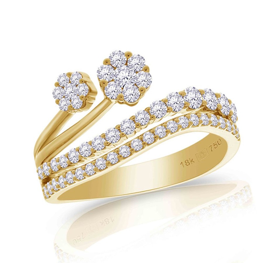 Ring Hueb | 18 Karat Diamond Flower Yellow Gold Ring With Vs-Gh Diamonds