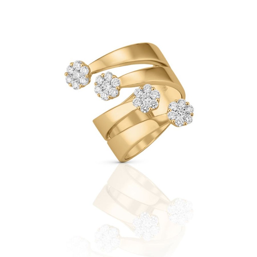 Ring Hueb | 18 Karat Diamond Flower Yellow Gold Ring With Vs-Gh Diamonds