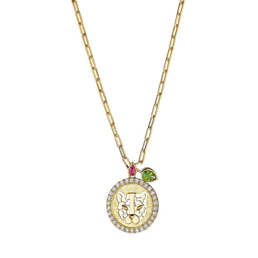 Necklace/Pendant Hueb | 18 Karat Onsa Yellow Gold Necklace With Vs-Gh Diamonds And Pink Tourma