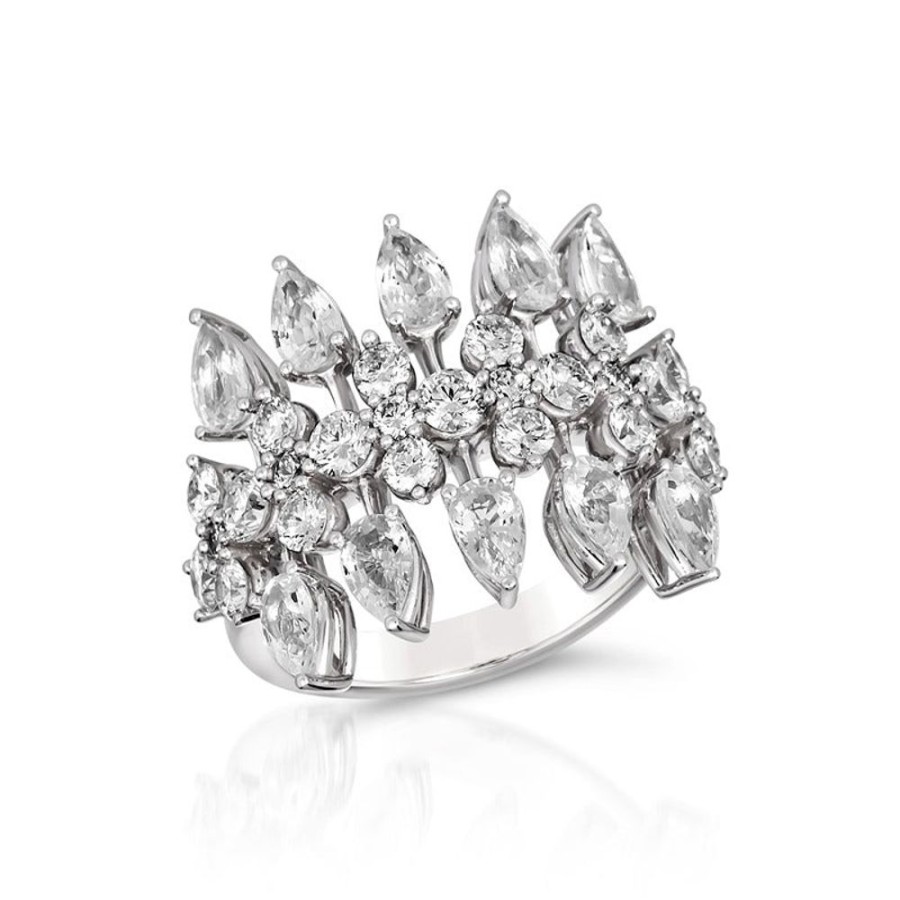 Ring Hueb | 18 Karat Amazonia (Cocar) White Gold Ring With Vs-Gh Diamonds And Whit