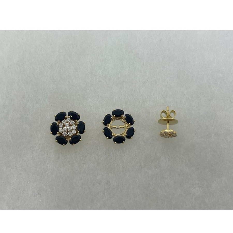 Earring Hueb | 18 Karat Bestow Yellow Gold Earring With Vs-Gh Diamonds And Black Onex