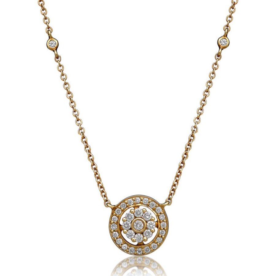 Necklace/Pendant Hueb | 18 Karat Diamond Flower Yellow Gold Necklace With Vs-Gh Diamonds