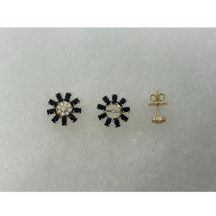 Earring Hueb | 18 Karat Bestow Yellow Gold Earring With Vs-Gh Diamonds And Black Onex