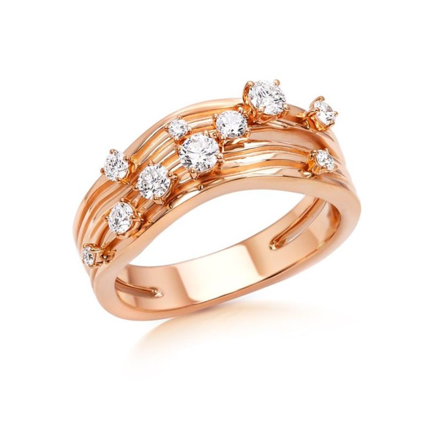 Ring Hueb | 18 Karat Bahia Pink Gold Ring With Vs-Gh Diamonds