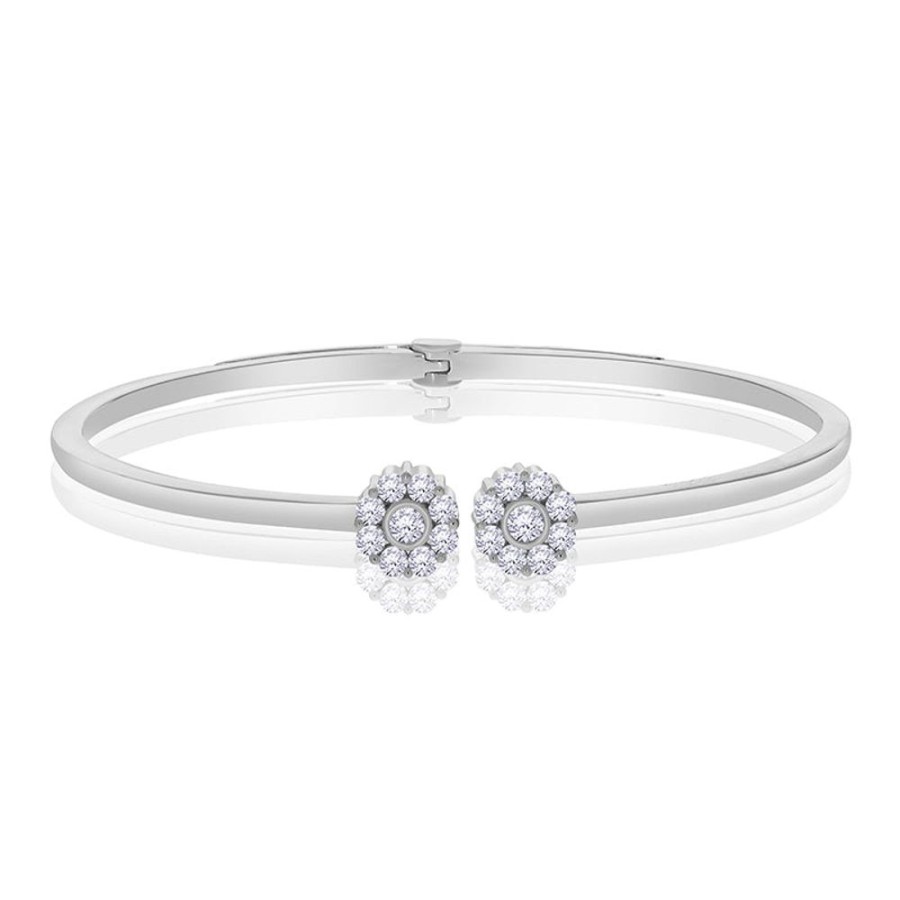 Bracelet/Bangle Hueb | 18 Karat Diamond Flower White Gold Bracelet/Bangle With Vs-Gh Diamonds