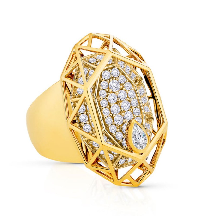 Ring Hueb | 18 Karat Estelar Yellow Gold Ring With Vs-Gh Diamonds