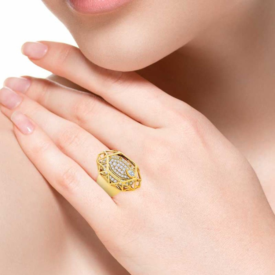 Ring Hueb | 18 Karat Estelar Yellow Gold Ring With Vs-Gh Diamonds