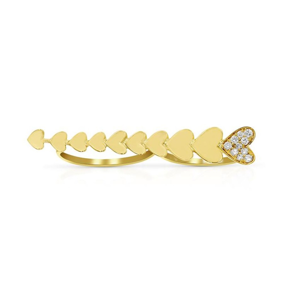 Ring Hueb | 18 Karat Hearts Yellow Gold Ring With Vs-Gh Diamonds