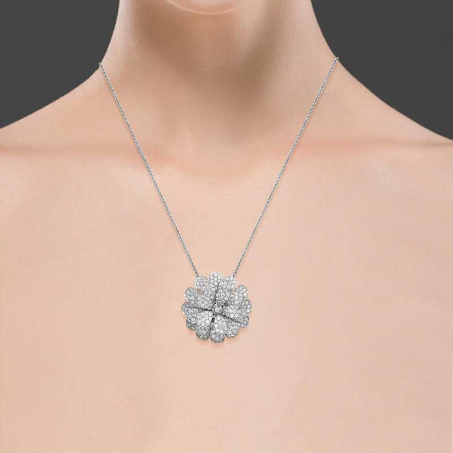 Necklace/Pendant Hueb | 18 Karat Secret Garden White Gold Necklace With Vs-Gh Diamonds