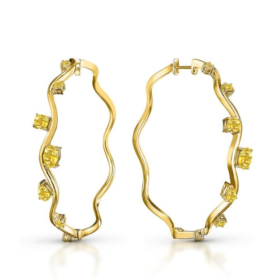 Earring Hueb | 18 Karat Mirage Yellow Gold Earring With Vs-Gh Diamonds And Yellow Sap