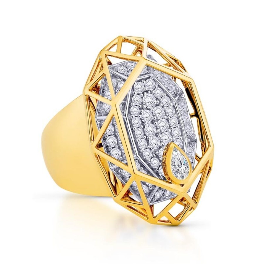 Ring Hueb | 18 Karat Estelar Yellow And White Gold Ring With Vs-Gh Diamonds