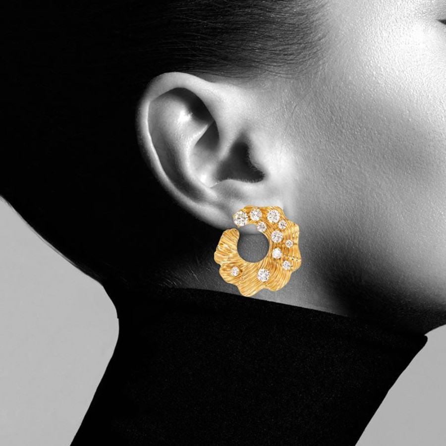 Earring Hueb | 18 Karat Bahia Yellow Gold Earring With Vs-Gh Diamonds